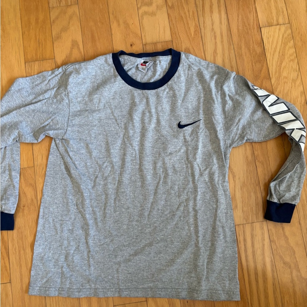 Nike Gray Shirt with Blue Trim